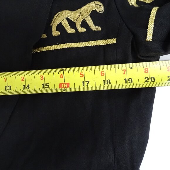 Vtg Stephanie Queller Black Blazer Jacket Women Size 10 Embroidered Rayon Wool - Picture 8 of 11